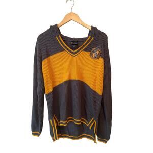 Oversized Chunky Knit Universal Harry Potter Hufflepuff Hooded Sweater Size M